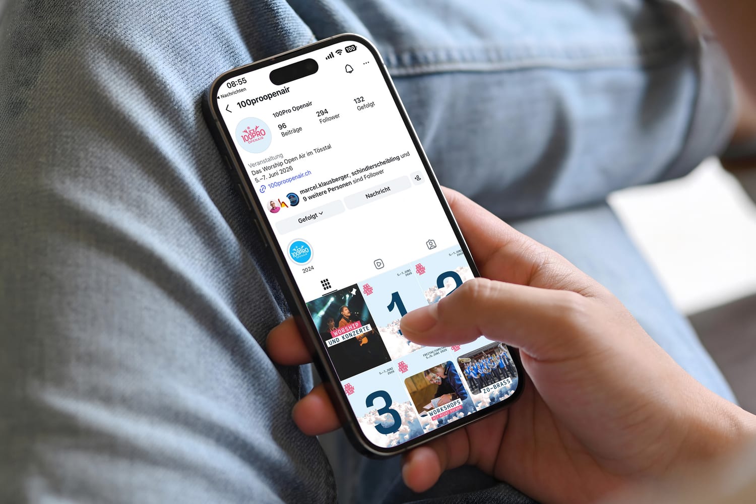 Instagram-Auftritt 100Pro Openair auf dem Smartphone